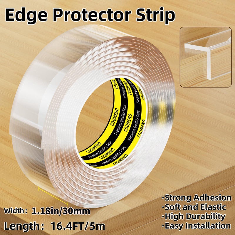 COUMENO Clear Edge Protector Safe Corner Protector  Anti-Sharp Edge Protector  for Furniture  Drawers  Tables  Cabinets 1.18inX16.4FT - Image 2